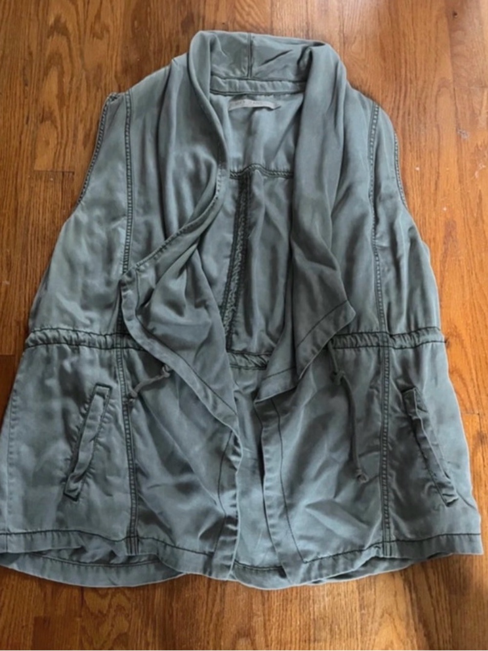 Max Jeans Sleeveless Draped Utility Vest - Sage Green